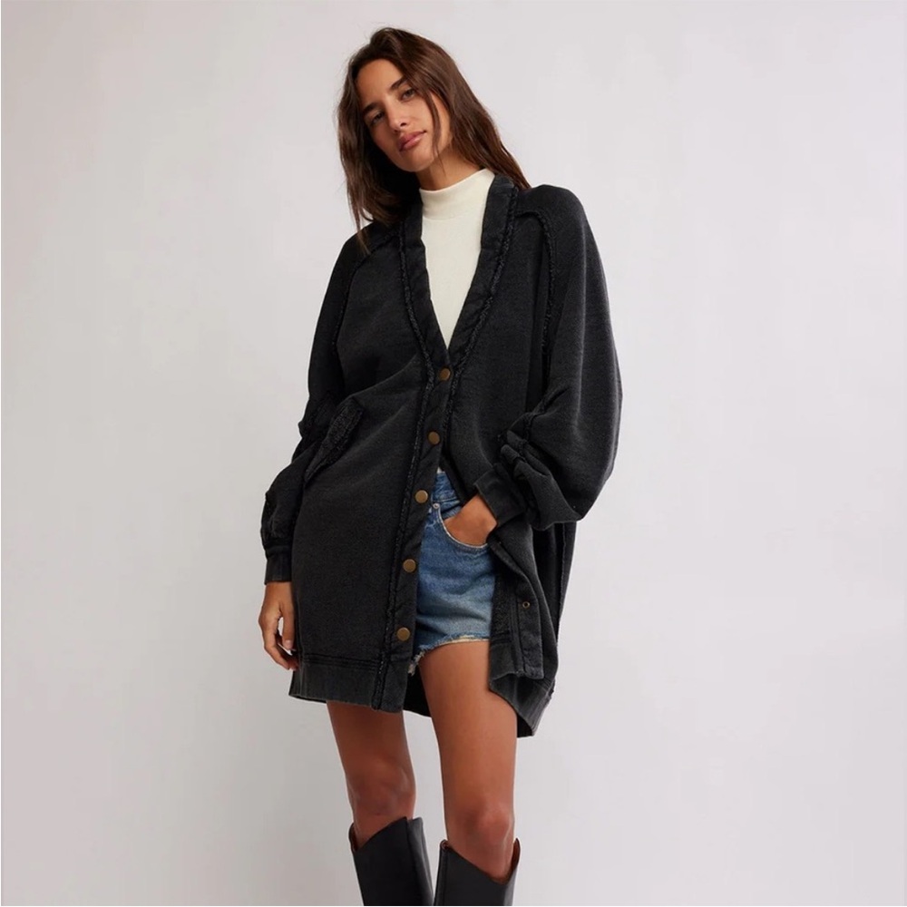 FREE PEOPLE Fresh Start Black Cardigan XL